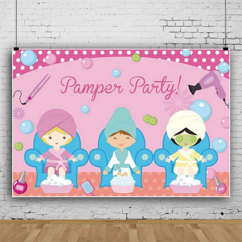 Baocicco 5x3ft Pamper Party Backdrop Beauty Theme Party Decoration Bubbles Foot Bath Pink Background SPA Birthday Party Supplies Cosmetic Party Decoration SPA Theme Party Girl Lady Portrait Video - Image 2